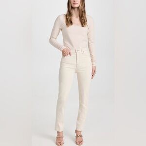 NWOT Pistola Kate Cream Straight Jeans - 28